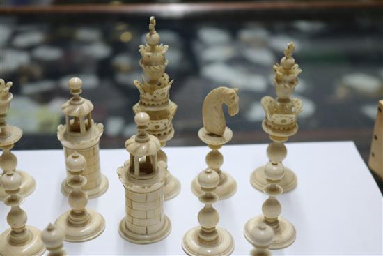 A Continental ebony and ivory chess set